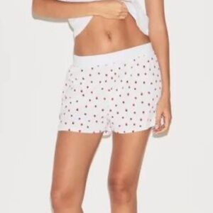 SKIMS Womens Loose Cotton Ribbed Boxer Shorts XL Strawberry Print Lounge Pull On
